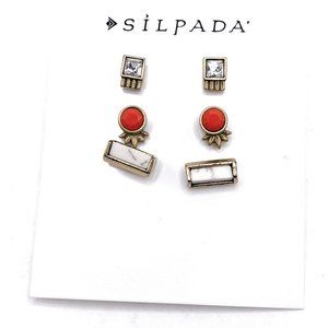 KRP0032 Silpada Color Riot Post Earrings, set of 3